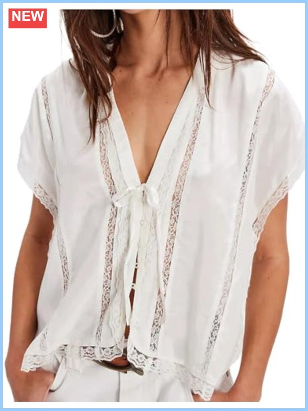 Boho Crochet Lace Tank Tie Front Crop Top Summer Y2K